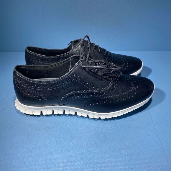Womens Cole Haan Zerogrand Wingtip Oxford - Black Leather, Size 6 US [W18202] - Picture 2 of 7